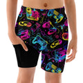 ALISISTER Boys Swim Trunks Size 10-12 Compression Liner Neon Game Big Kids Boxer Briefs Bathing Suit Beach Surfing Summer Swimsuit Quick Dry